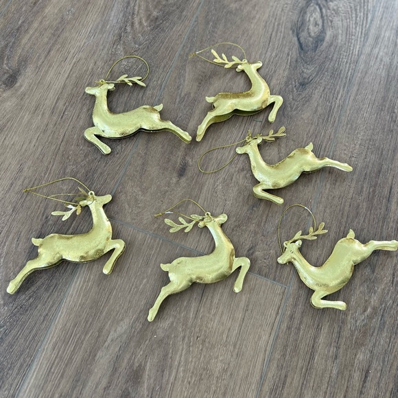 Gold Reindeer Ornaments-Set of 6 - Picture 1 of 3